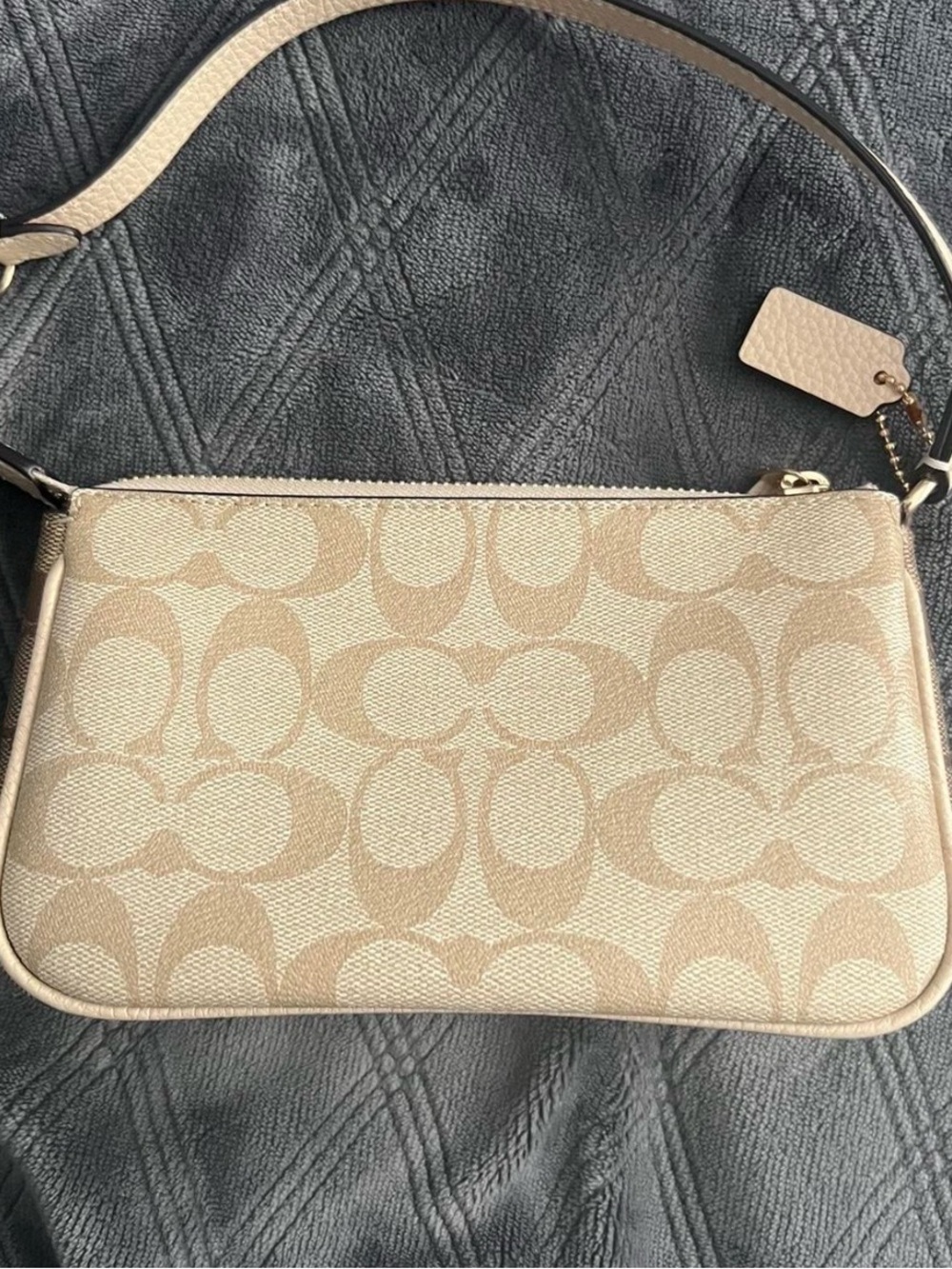 Coach Beige Signature Mini Wristlet - Picture 2 of 2
